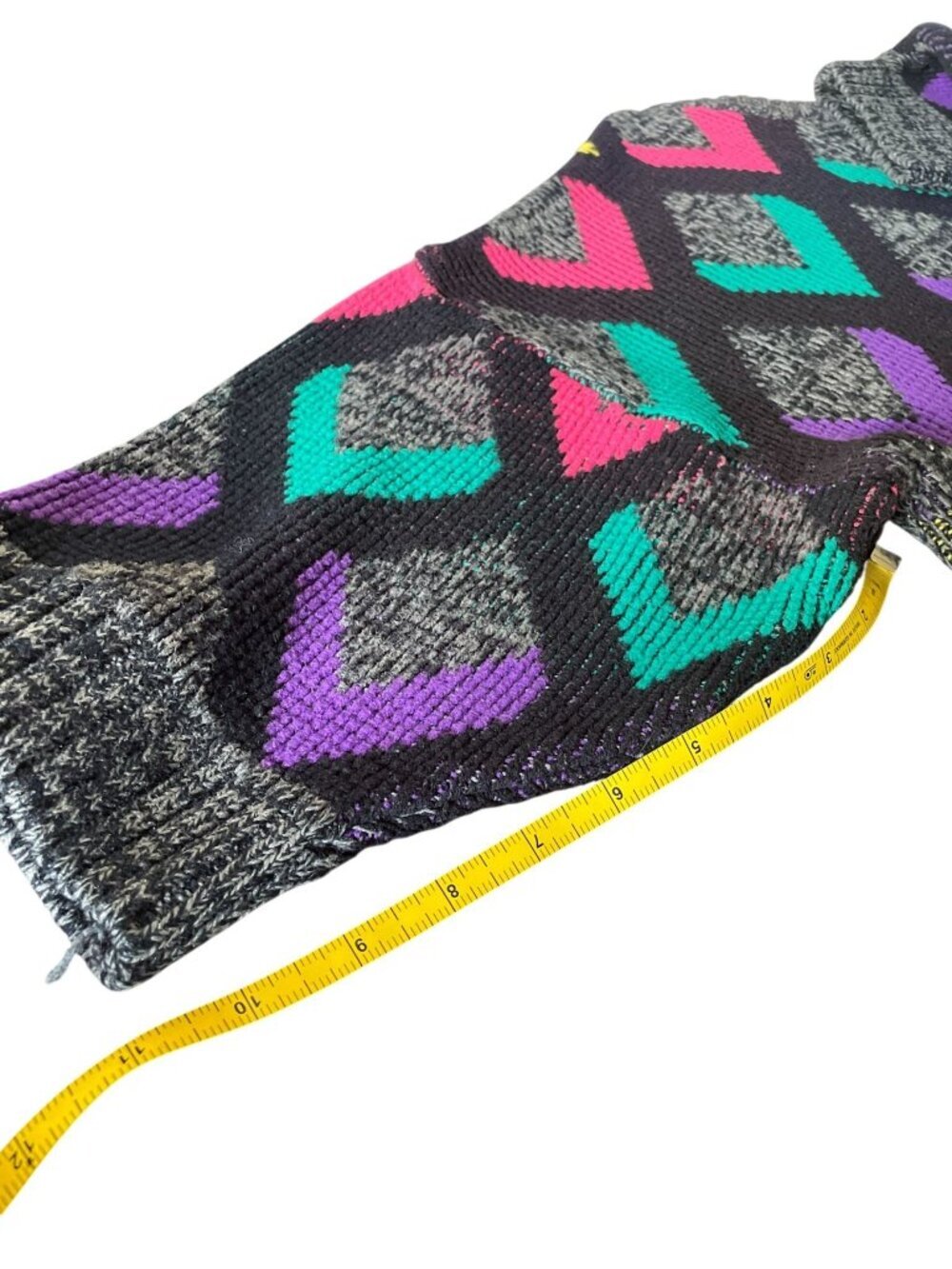 Retro 90's Bold Multicolor Sweater Abstract Shapes Vintage Knitwear Grandpa Swea - Picture 8 of 9